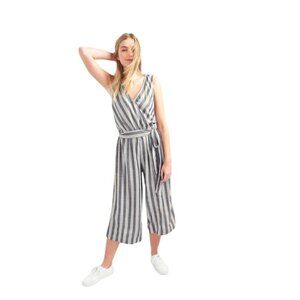 GAP Navy Sleeveless Striped Wide Leg Wrap Jumpsuit, XL